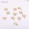 Trendy 11.5mm Pentagram Pendants For Jewelry Making 14K Gold Plating Inlaid Zircon Star Charms For Earring Making Accessories