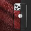 Genuine Leather Case For iphone 16 15 14 Pro Max Dragon Scales Pattern Magsafe Wireless Charging Electroplating Silver Cover