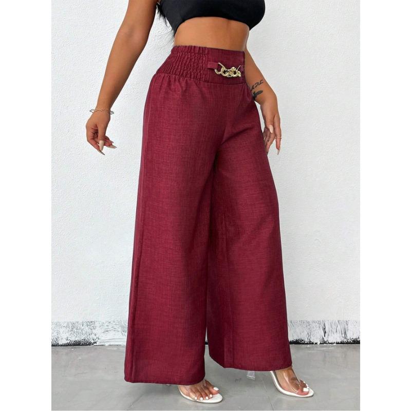 Women Fashion Vintage High Waist Loose Wide Leg Casual Long Pants