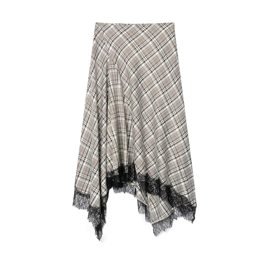European and American Style, New Women's Clothing, Foreign Limited Edition Plaid Lace Skirt 9775/953/703