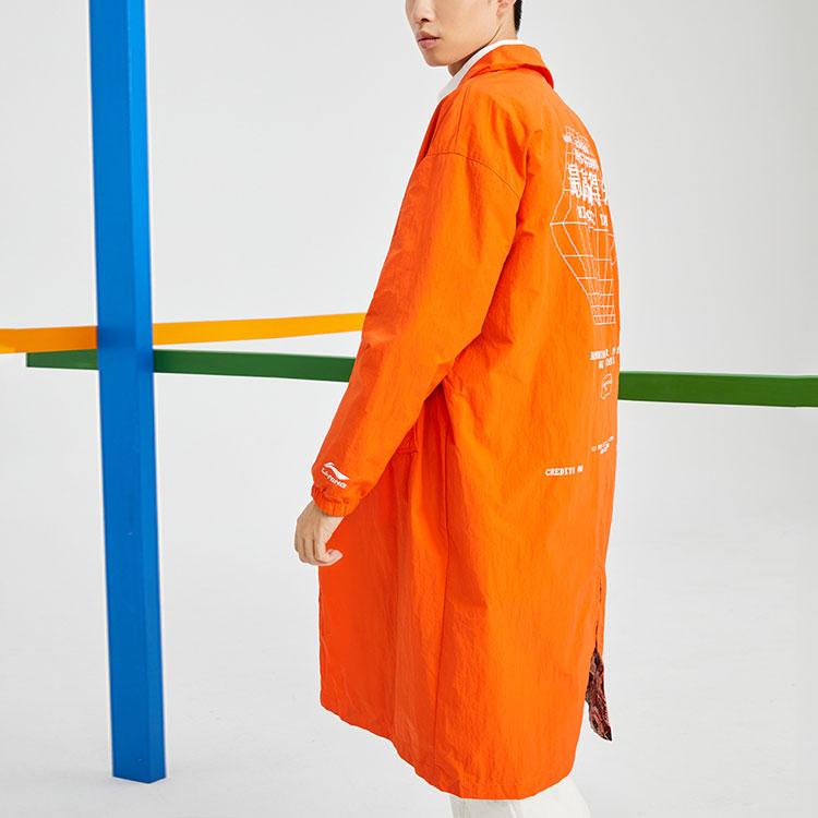 Li Ning Casual Sports Średniej Długości Dwustronna Kurtka Koszulowa Męska Kurtka Płomienny Pomarańcz AFDQ741-2