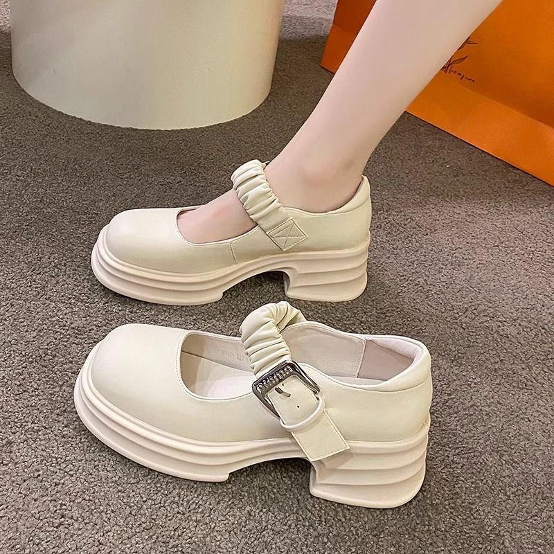 Internet celebrity versatile Japanese college style platform small leather shoes women 2025 new summer retro French Mary Jane shoes