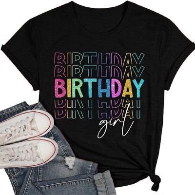 Birthday Shirt for Women Funny It's My Birthday T-Shirts Short Sleeve Casual Celebration Birthday Party Gift Tee Tops