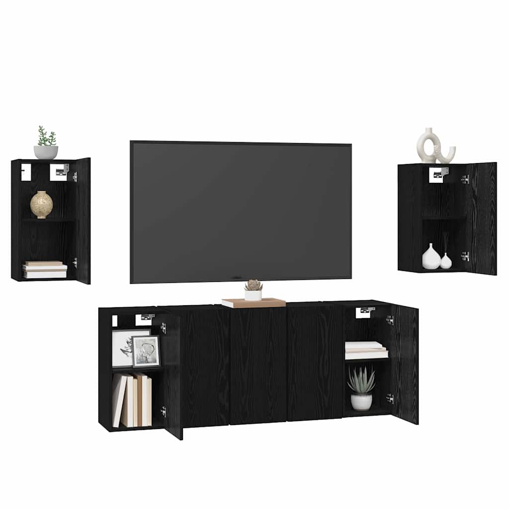 7 Piece TV Cabinet Set Black Oak Effect 30.5 x 30 x 60 cm