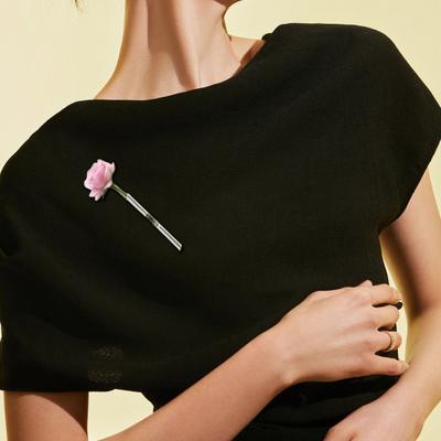 Flower Holder Brooch Alloy Flower Insert Brooch Pin Branch-Shape Lapel Pin DIY Corsage with Fresh or Dried Flowers for Wedding Birthday Party
