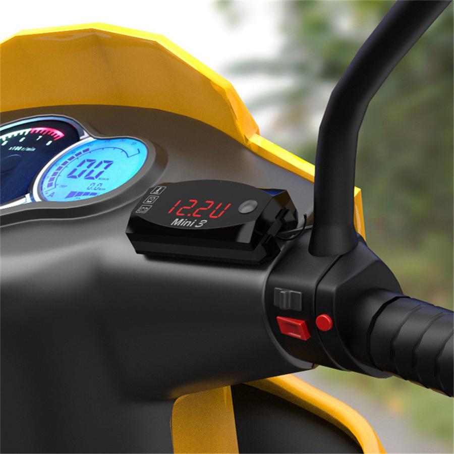 Wasserdichtes 3-in-1-LED-Display für Motorrad, ATV, Lufttemperatur + Zeit + Voltmeter, Voltmeter X1