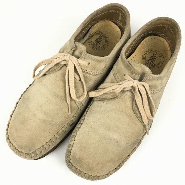 Clarks Kreppsohle Wildleder Low-Cut Stiefel Beige Braun Größe 7G 25.5 Herren(GEBRAUCHT)