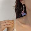 New Luxury Women Zircon Crystal Pearls Long Tassel Butterfly Earrings Stud Dangle Jewelry Gifts