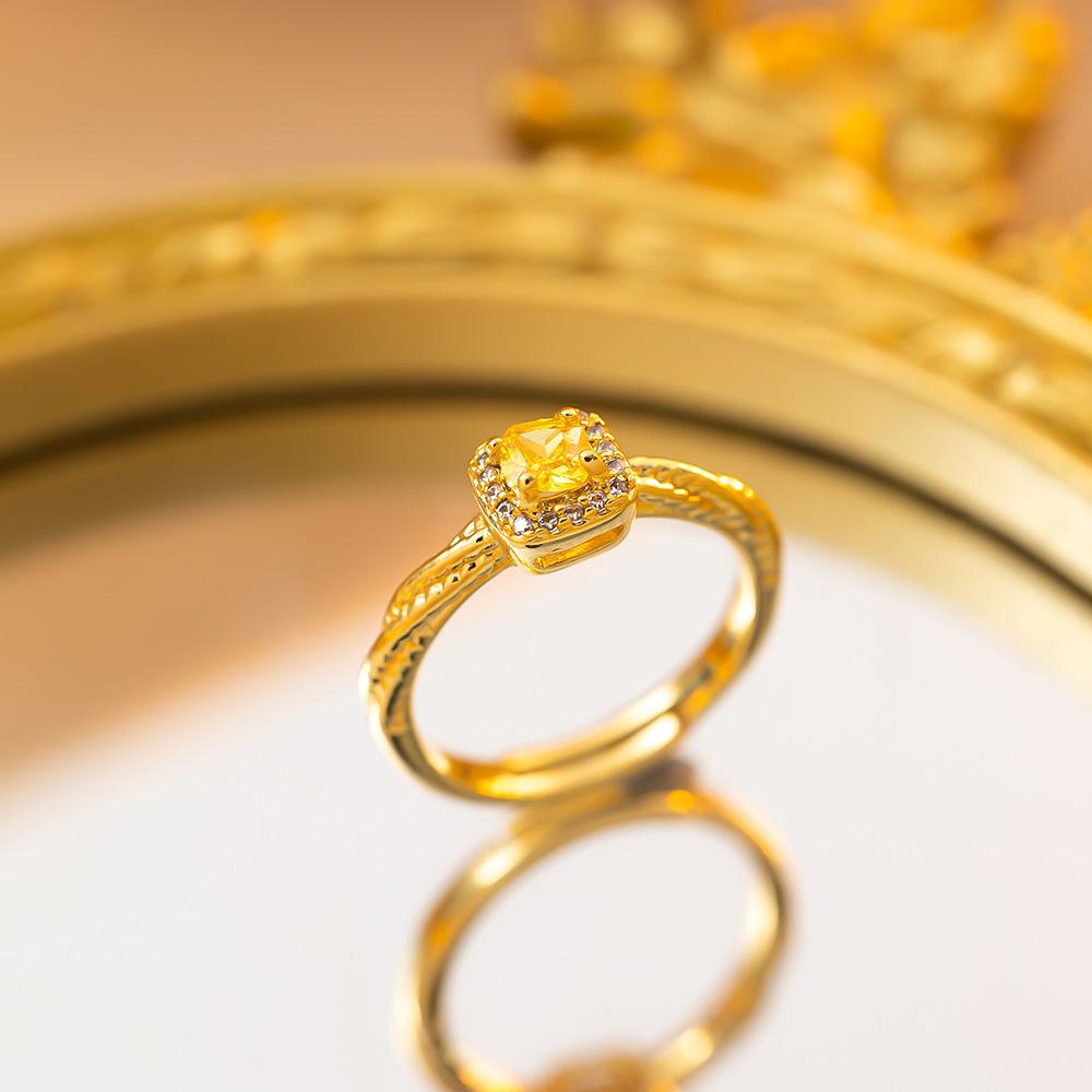 Exquisite super flash zircon ring for girls, light luxury, high-end sense opening adjustable ring, simple real gold electroplating