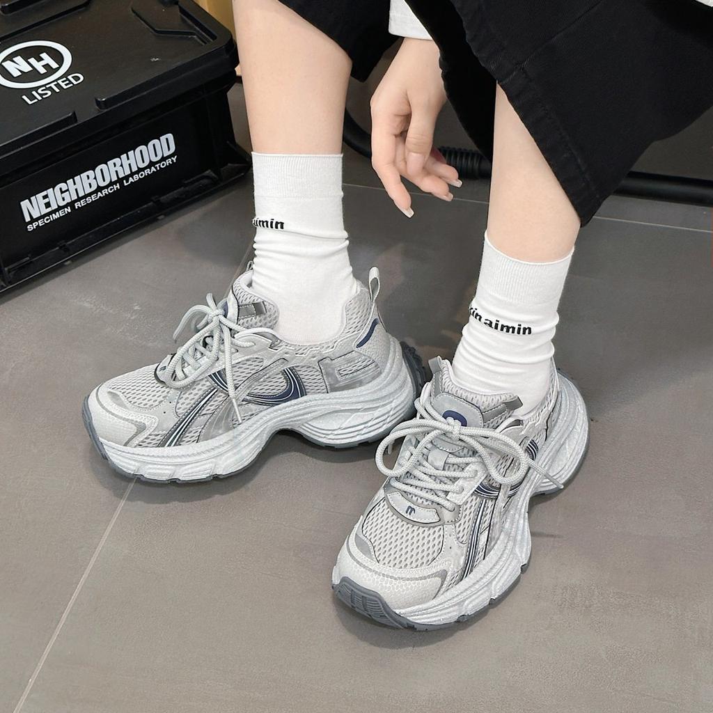 Platform Dad Shoes Women's 2025 Autumn New Mesh Breathable Women's Shoes Casual Versatile Running Shoes Ultra-light Sports Shoes