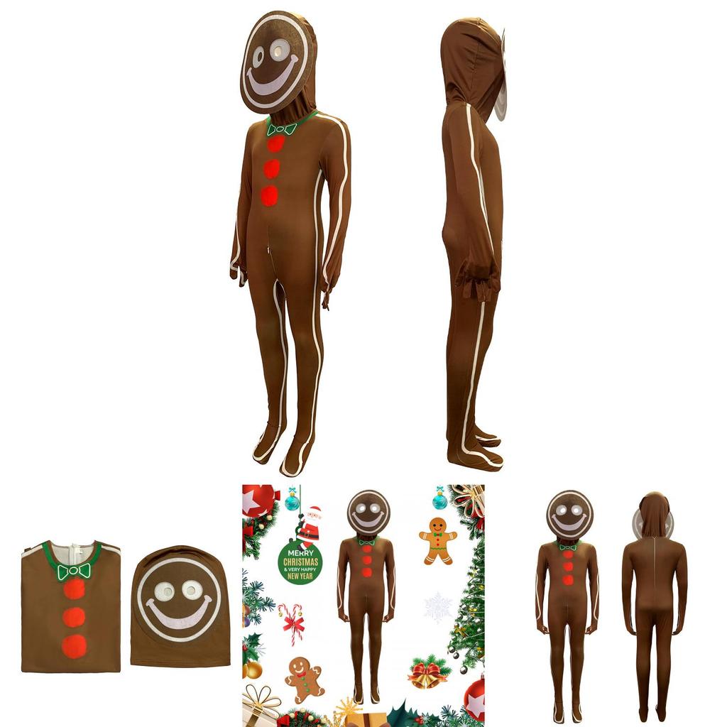 Kids Gingerbread Man Jumpsuit For Christmas Role Play Cosplay Unisex Festive Costume