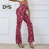Women Yoga Pants High Waist Water Wave Striped Print Casual Trousers Running Cycling Flared Leggings Loungewear