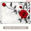 2D Artistic Black and White Red Rose Backdrop for Live Streaming & Decoration