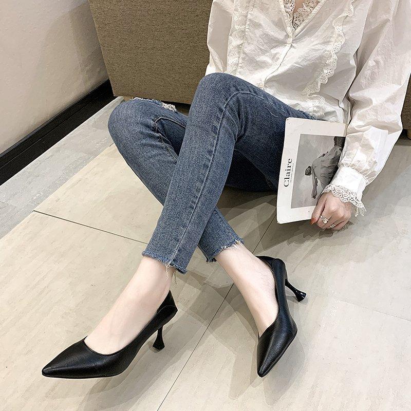 

Модная обувь для женщин 2024 года, горячая распродажа, женские туфли на высоком каблуке без застежек, модные туфли для офиса и карьеры, сексуальные туфли с острым носком для женщин, Zapatos 40 чёрный