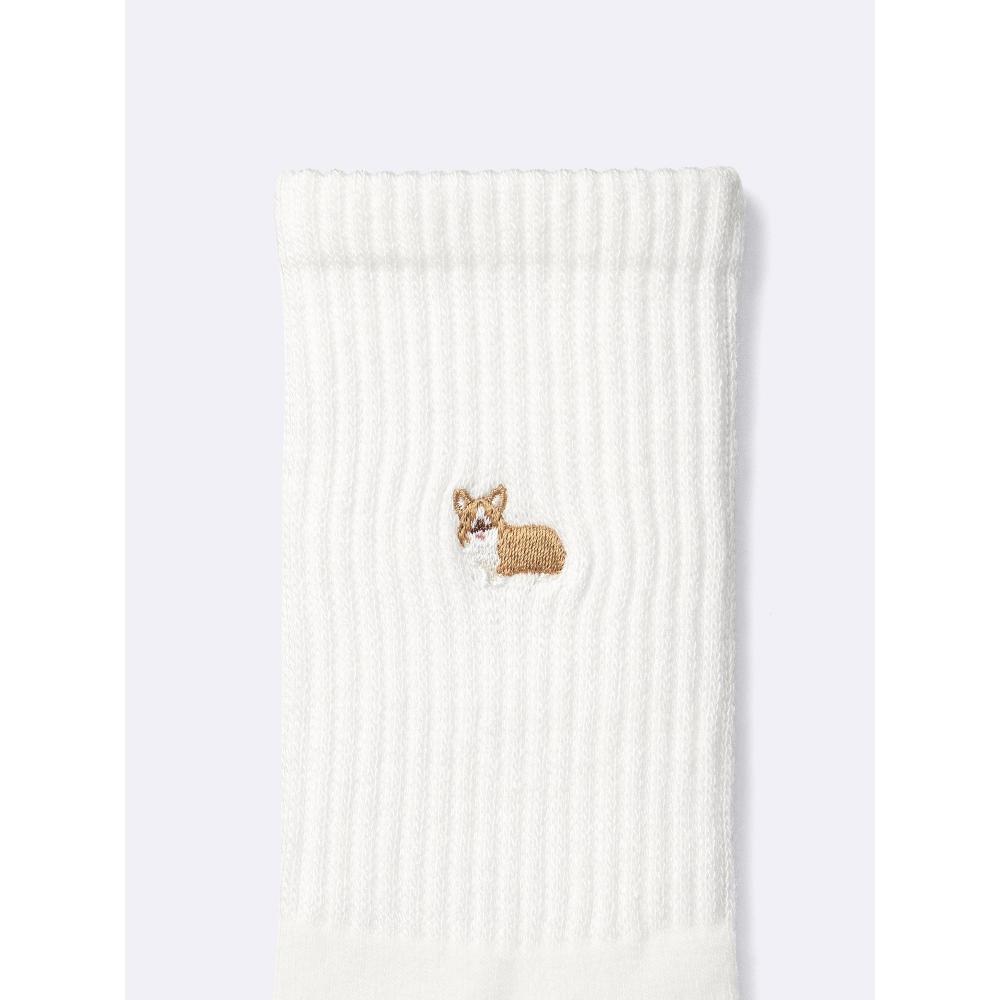 Gu Style Heat Pile Crew Socks Embroidery