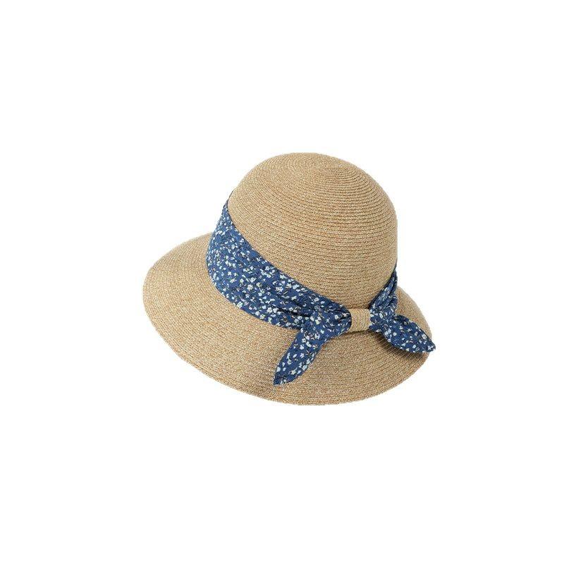 New Summer Elegant Fisherman Hat French Pastoral Straw Hat Women Outdoor Large Hat Brim Showing Small Sun Protection Hat