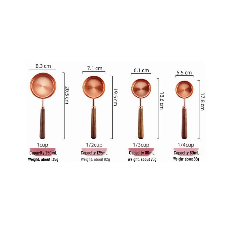 ZISIZ Rose Gold & Walnut Wood 8-Piece Measuring Set