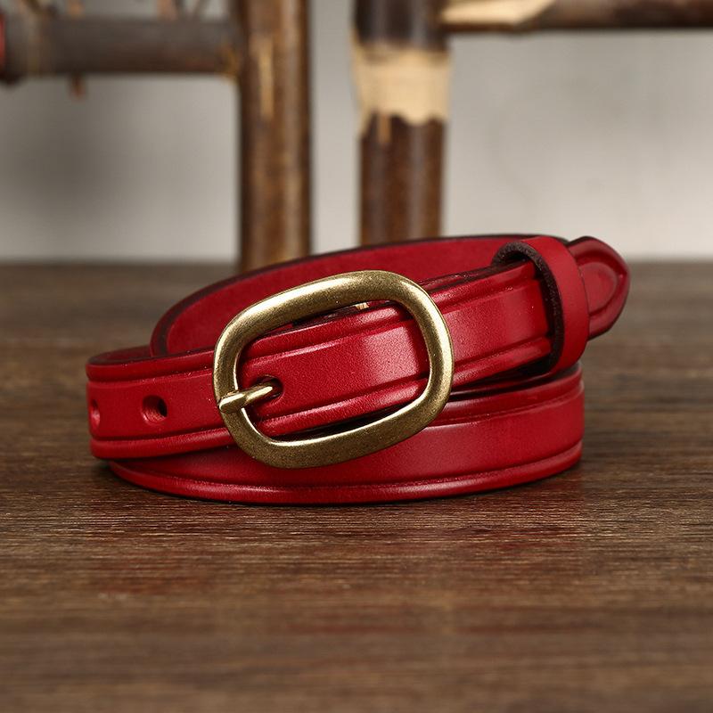 Retro Ins Style Belt Women's Fashion All-Match Genuine Cattlehide Leather Surface Jeans Decorative Thin Belt