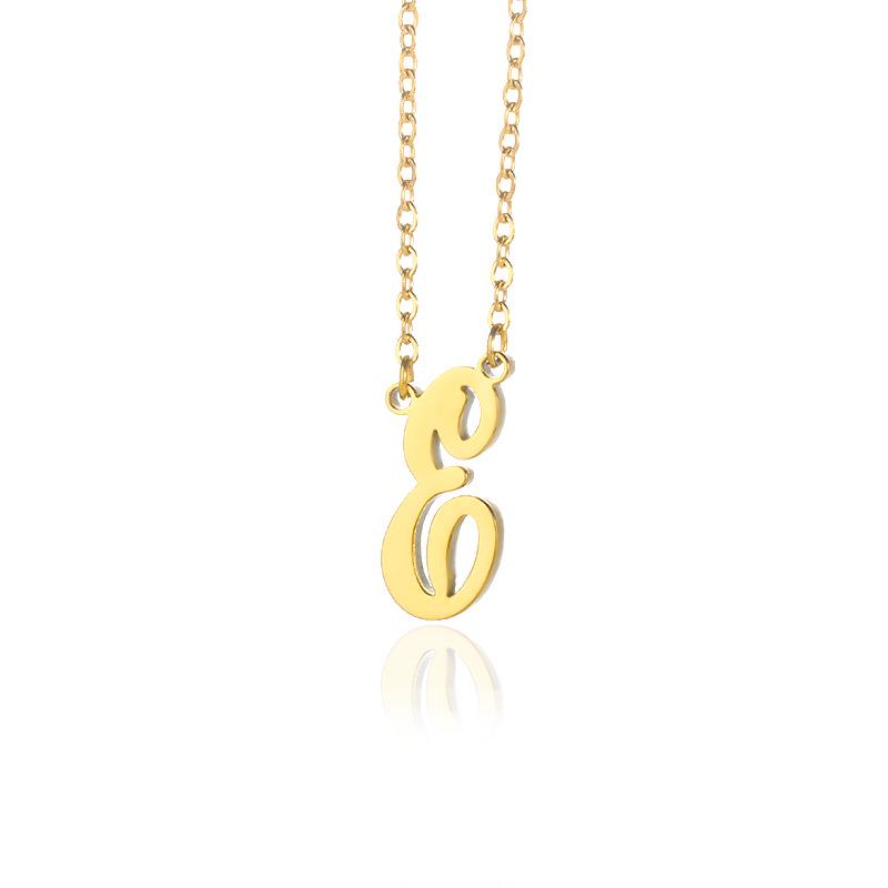 Stainless Steel Lowercase Letter Necklace with Clavicle Chain - European & American Design