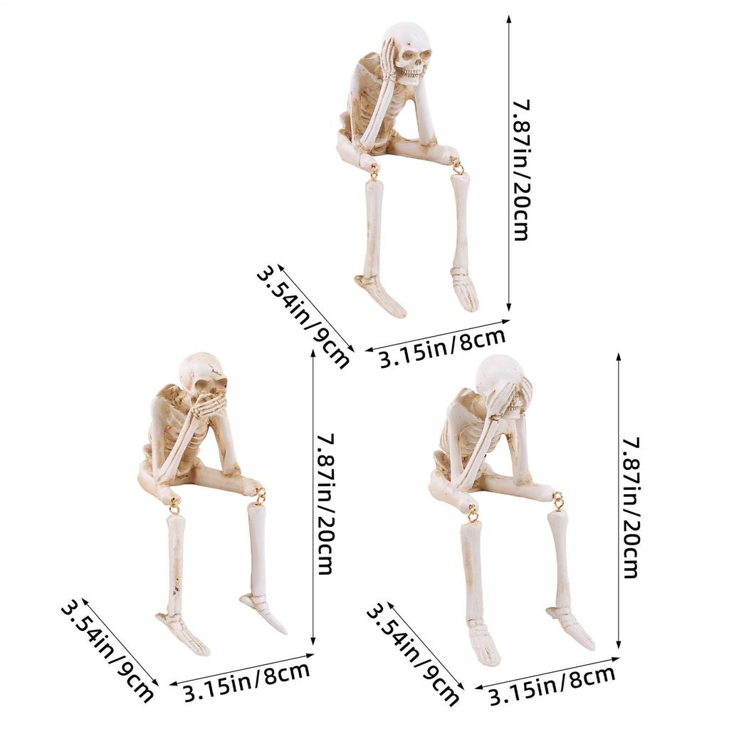Halloween Skeleton Decorations 3 Pieces Halloween Figurine Prop Statue for Party Holiday Photo Backdrop Bedroom School Retail