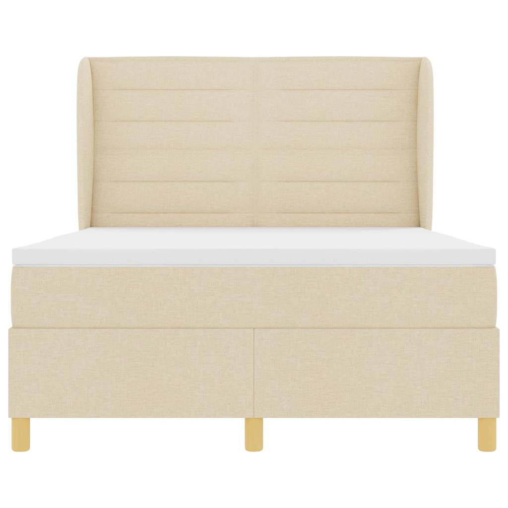 Box Spring Bed with Mattress Cream 200 x 160 cm Fabric