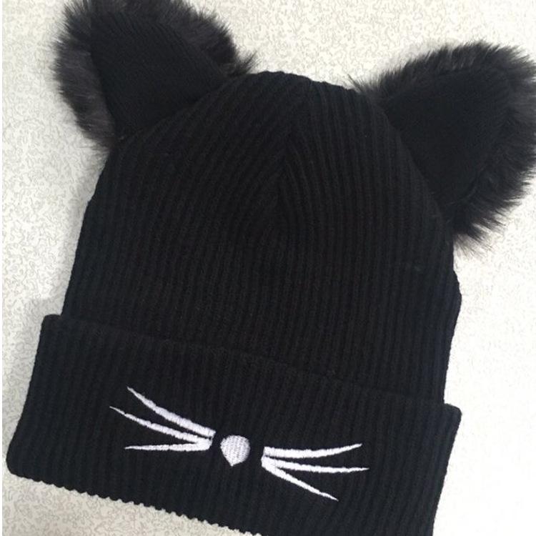 Cap 4 Colors Woman/'s Cute Knit /"KITTY CAT EARS HAT/" New Winter Fashion