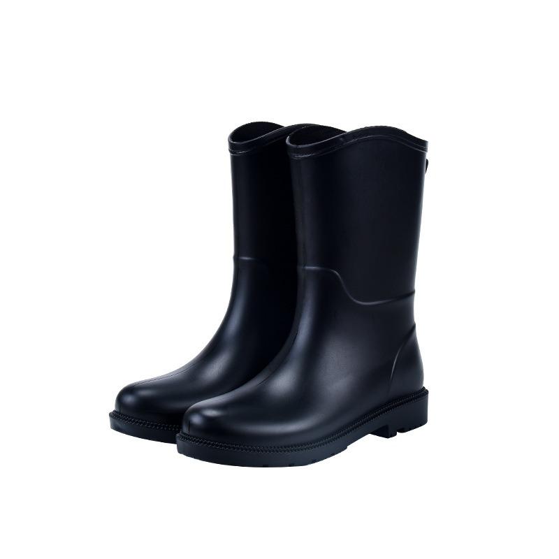 Fashion women's rain shoes, medium tube rain boots, thickened non-slip water shoes, and versatile waterproof water boots rubber shoes