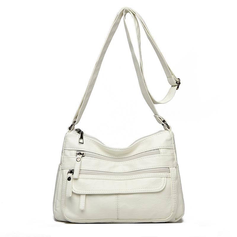 Mjukt Läder Damaxelväska Medelålders Mammaväska Fickrik Crossbody-väska