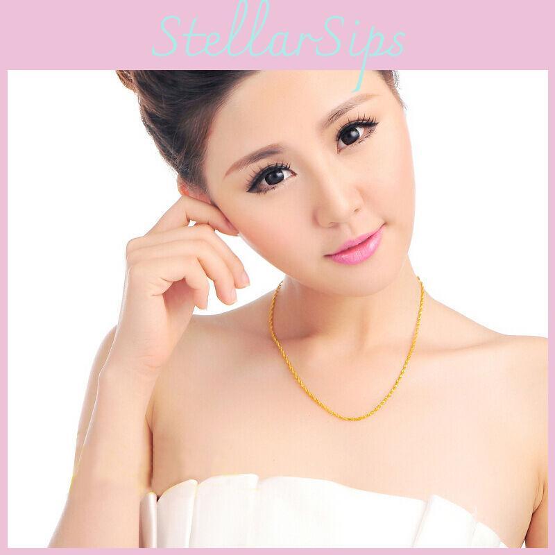 Exquisite 2mm Kleine Doppelte Wellen Halskette Gefertigt aus Reinem Messing mit 24k Vergoldung Ideal für Frauen