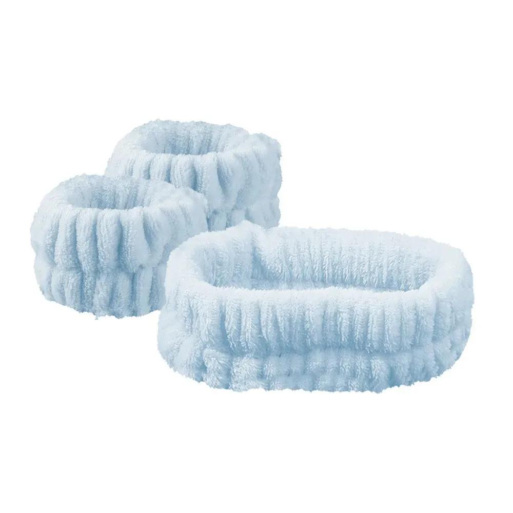 1/2/3pcs Bow Headband Wristband Set Towel Elastic Soft Washing Face Shower Make Up Yoga Sports Skincare Headband For Women Girls
