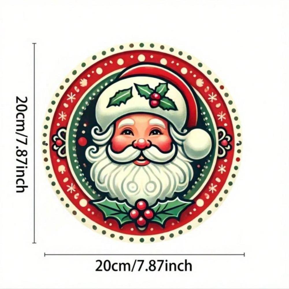 Vintage Santa Claus Metal Tin Sign Round Wall Decor for Home Bar Cafe