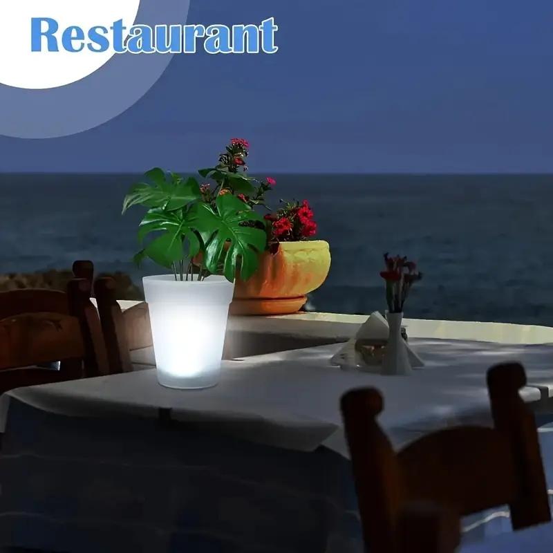 Vaso de Flores LED Solar para Exterior Vaso de Plantas Brilhante Luz Vaso de Plantas Iluminado Balde Artificial para Vaso de Flores Luz Vaso Decoração