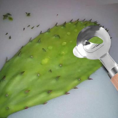 Cactus Peeler Spoon Chinese Noodle Cutter Manual Cactus Thorn Remover With Wood Handle Pasta Cutter For Kitchen Dining Room