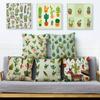 Cute Cactus Cushion Cover Hand Drawn Potted Plant Cat Dog Bird Design Soft Square Pillow Home Decor Set Xcm