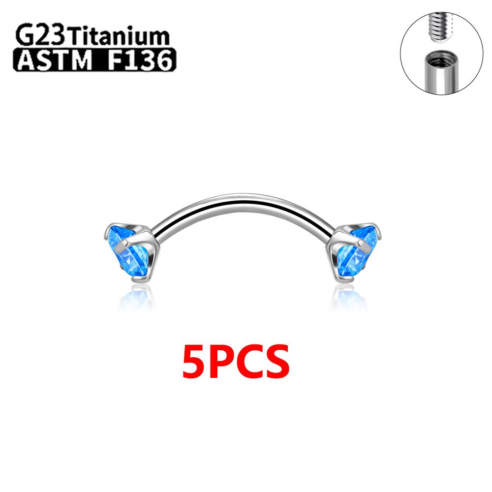 1/5/50 szt. Tytan G23 ASTM-F136 Piercingi Brwi kolczyk cyrkonia Gwint wewnętrzny Brwi Ciało Cyrkonia Hurt