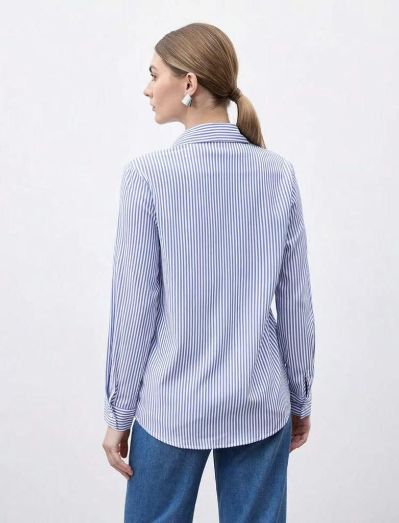 2025 Women's Striped Long-Sleeve Single-Breasted Casual Fashion Shirt