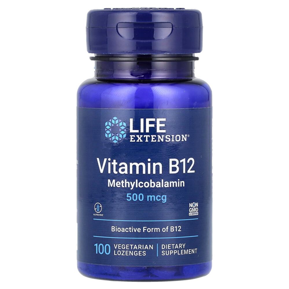Life Extension Vitamin B12 500mcg Veggie Chewable Lozenges, 100 Tablets