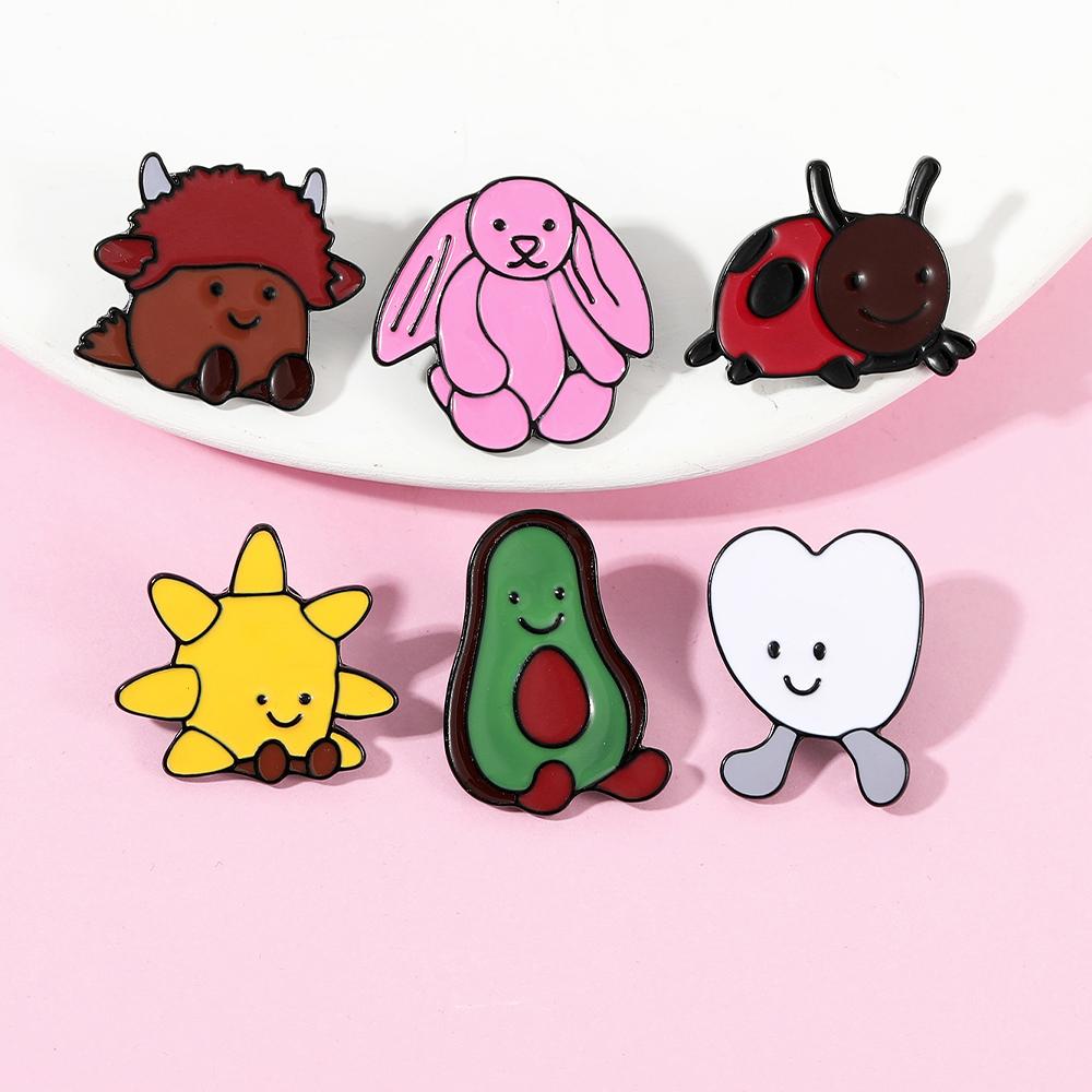 Cartoon Insect Figure Enamel Brooches Cute Funny Animal Personification Pins