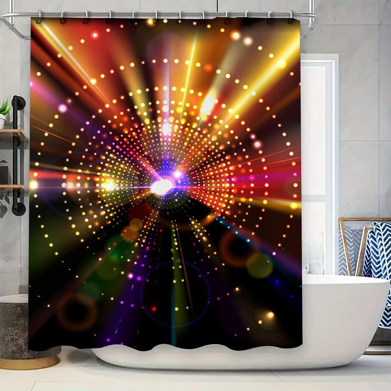 

Bright Multicolored Shower Curtain 3D Printed With Laser Lights Design For Bathroom Decor – Custom Size Available (Red/Orange/Ye W60H190(CM)-1 Pcs