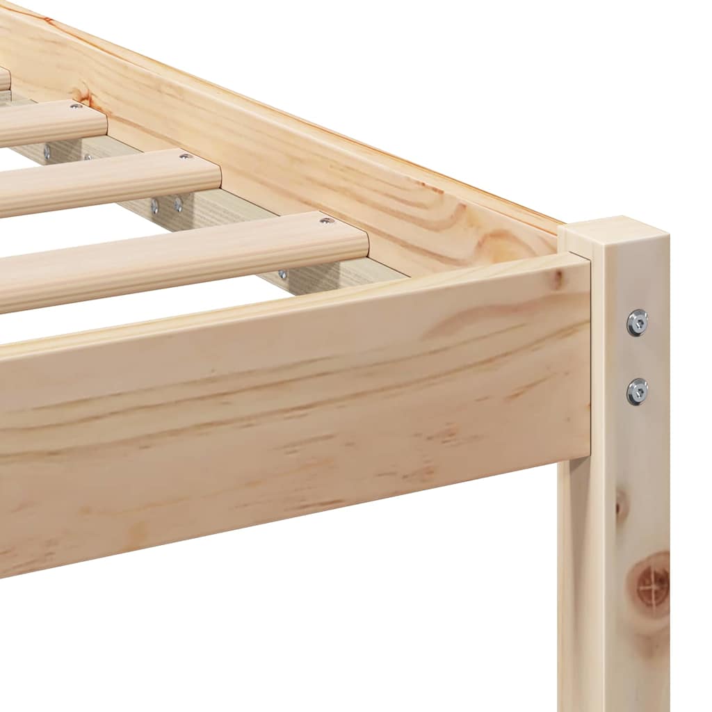 Brown Bed Frame 120 x 200 cm Solid Pine Wood