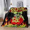 Rat Fink Retro Monster Graphic Print Flannel Blanket Cozy Warm Throw Sofa Bedroom Present Indoor Home Party Lounge Decor
