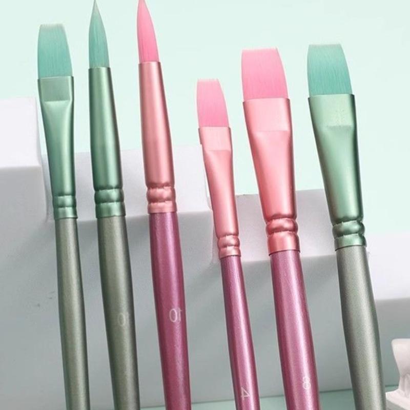 6 Stück Nylonborsten Pinsel Aquarellmalerei Pinsel für Gouache Acryl Öl Aquarellmalerei Künstler Pinsel