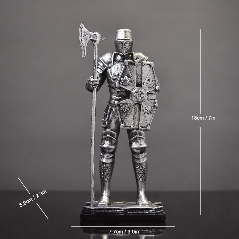 Nordic Victory Knight Resin Figurine: High-End Vintage Office Decor