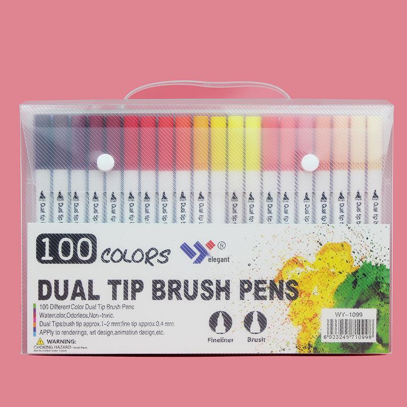 Double-Ended Fineliner & Soft Tip Watercolor Pen Set - Art Supplies for Children's Painting & Coloring