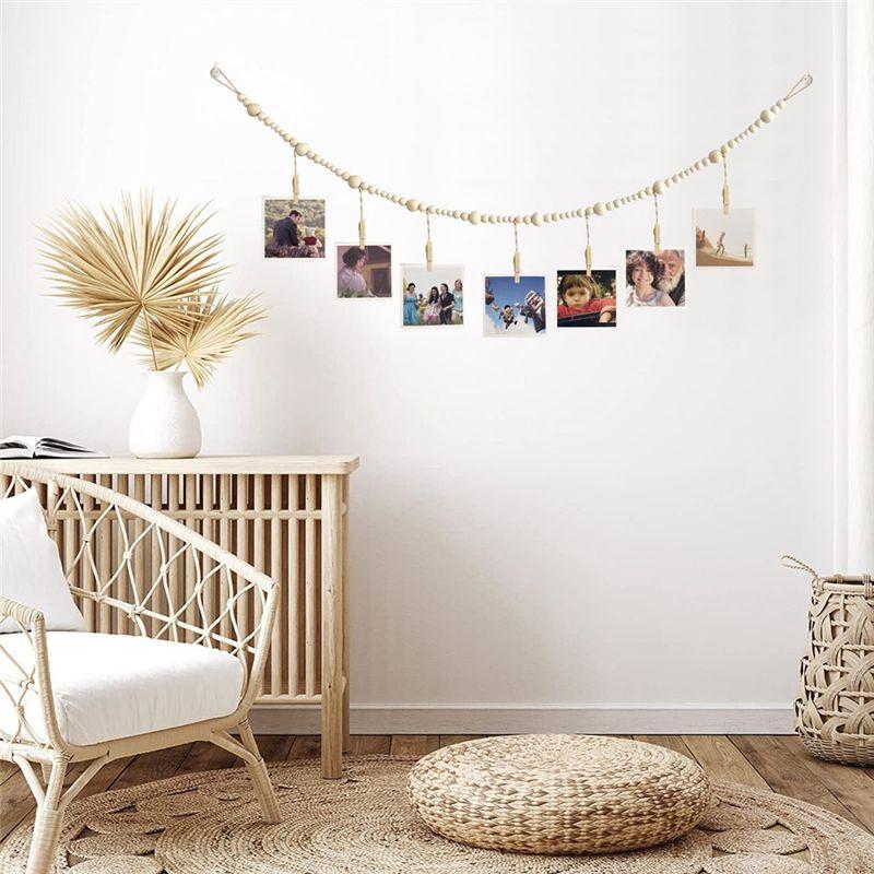 A84X-3Piece Hanging Photo Display Wall Decor Garland Collage Picture Frame With 7 Wood Clips For Home, Office