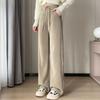 Plus Size Fleece/No-Fleece Extra Thick Lambskin Corduroy Wide-Leg Chenille Pants for Autumn/Winter