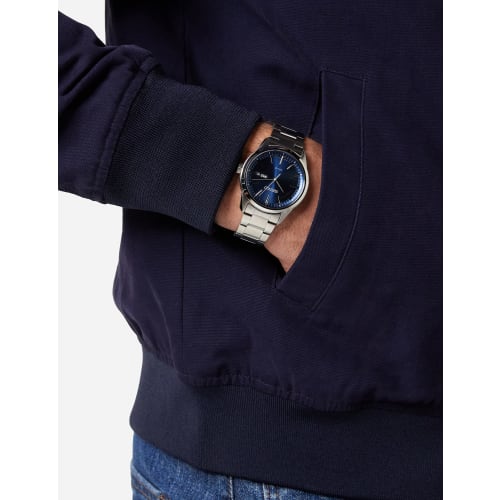 Seiko SNE525P1 Men's Quartz Watch, SOLAR Blue and Silver, Overseas Model