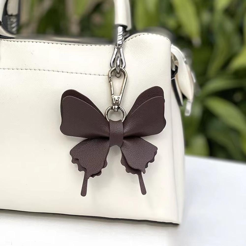 Retro Colorful Butterfly Pendant Keychains Leather Exquisit Backpack Decoration Accessories Personalized Bag Pendant