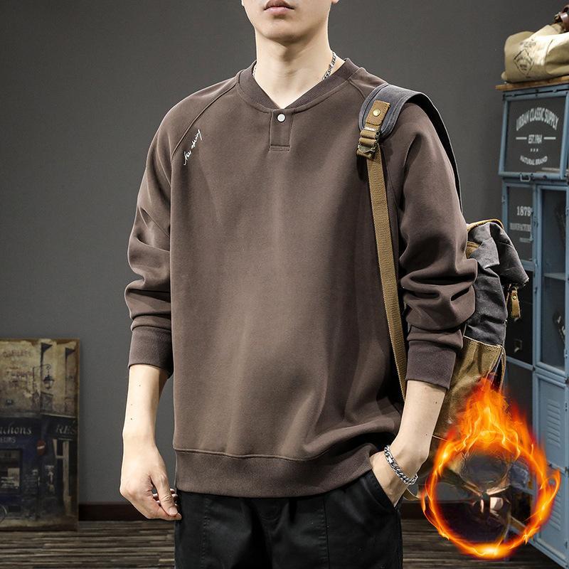 High-End American Retro Heavy Henry Collar Sweater Men'S Loose Large Size Trendy Brand Sports And Leisure Top Jacket