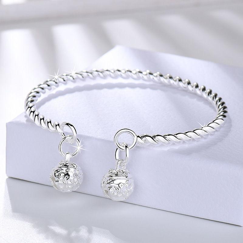 

New Twisted Wire Fried Dough Twists Double Palace Bell 925 Sterling Silver Personality Exquisite Opening Bracelets TYB601 срібний